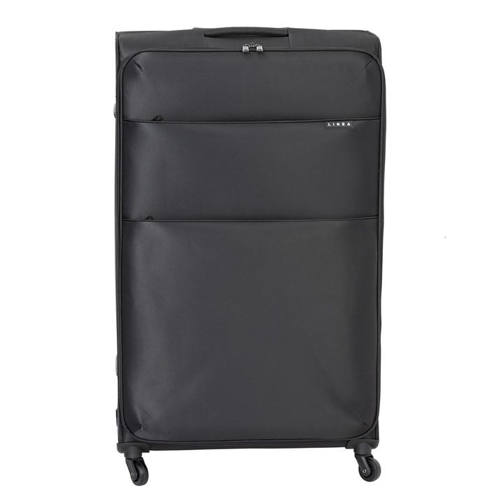 Linea  Black Sorento Fabric Soft Shell Suitcase in Size 24in/61cm, Sports Direct