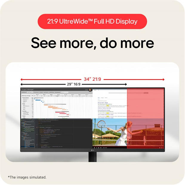 Black - LG - LG 34U511A-B 34 Inch UltraWide 21:9 100Hz IPS Monitor