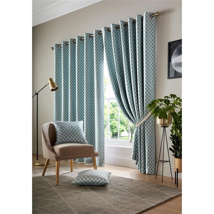 Alan Symonds  Green Cotswold Ring Top Lined Curtains - Pair in Size 45x54, Sports Direct