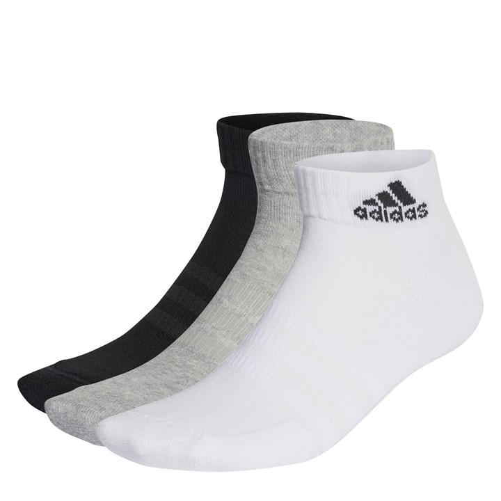 Adidas  Kids  Cushioned Sportswear Ankle Socks 3 Pair  in Size 1 - 6, Sports Direct