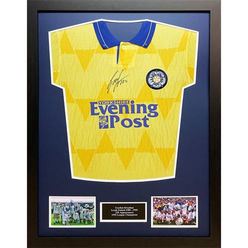 Leeds United FC - Gordon Strachan signed Leeds official retro shirt