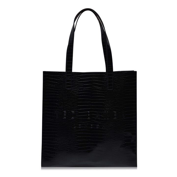 Ted Baker Women's Black Croc Textured Icon Tote Bag, Sports Direct