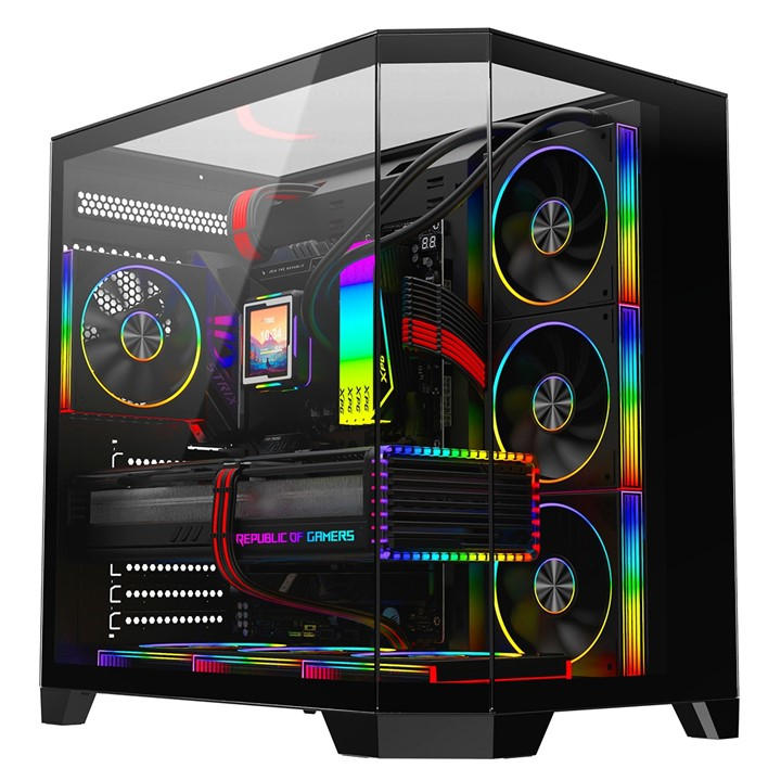 Cit Black Ds360 Pro Atx Gaming Case With Dual Chamber Panoramic Tempered Glass, Sports Direct