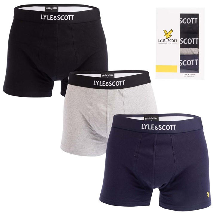 Lyle And Scott Men's Black Devon 3 Pack Boxer Shorts in Size L, Sports Direct