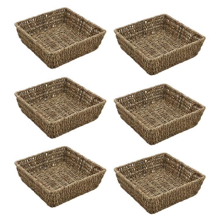 Jvl  Beige Seagrass Square Storage Tray Pack Of 6 in Size 6pk, Sports Direct