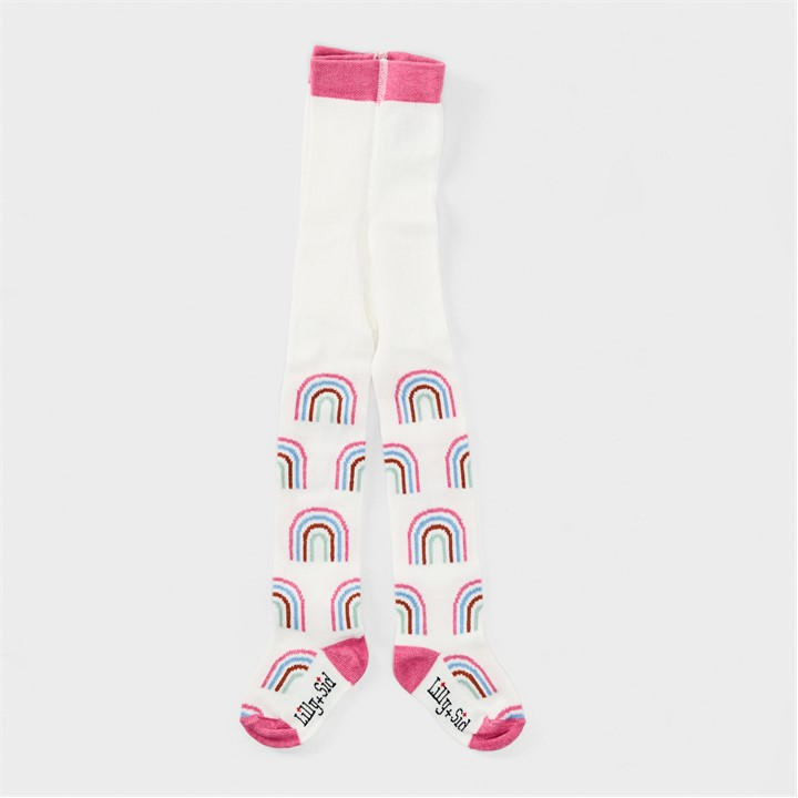 Lilly And Sid Girls White Kids' Rainbow Patterned Tights in Size XS Girls, Sports Direct