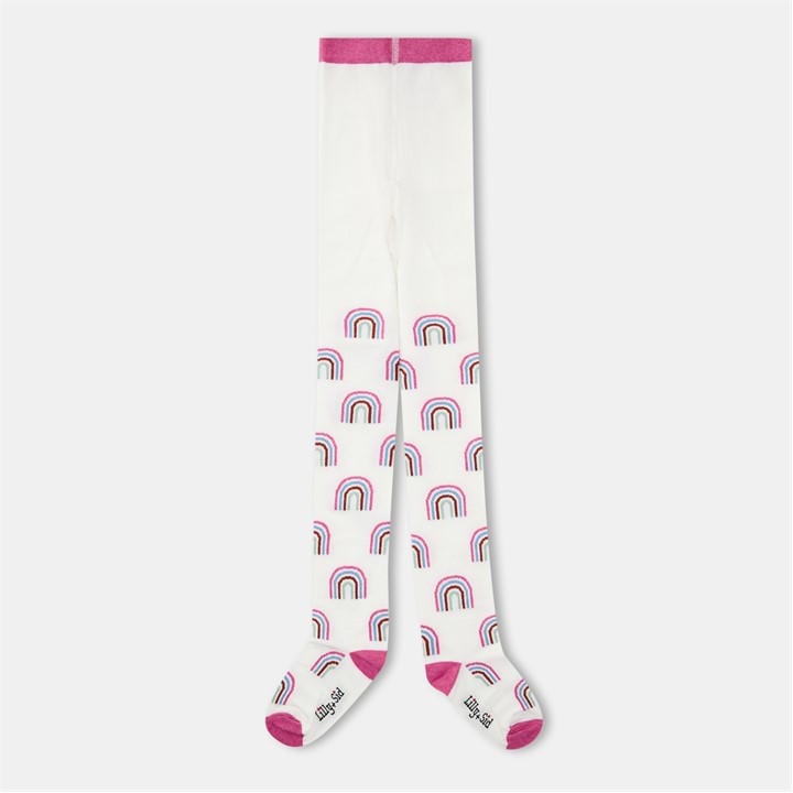 Lilly And Sid Girls White Kids' Rainbow Patterned Tights in Size Junior, Sports Direct