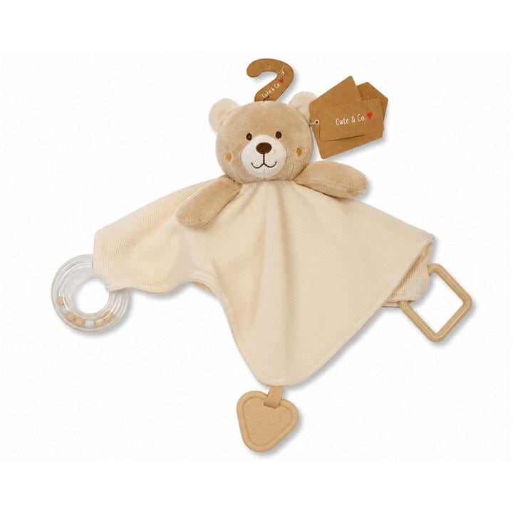 Cute And Co  Kids Beige Cute & Co Bear Comforter With Rattle Ring And Teether, Sports Direct