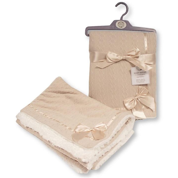 Snuggle Baby  Kids Beige Bow Wrap Blanket, Sports Direct