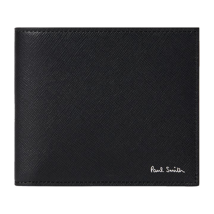 Paul Smith Men's Black Leather Printed Billfold Wallet, Sports Direct