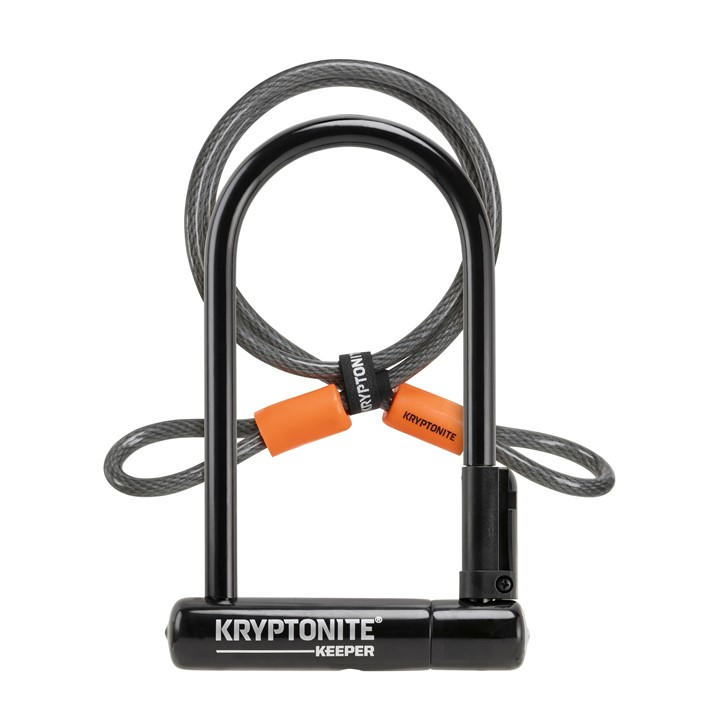 Kryptonite  Black Keeper U-Lock With 4 Foot Kryptoflex Cable Sold Secure Silver, Sports Direct