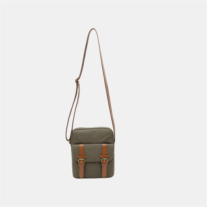 Firetrap Men's Green Waxed Canvas Crossbody Bag, Sports Direct