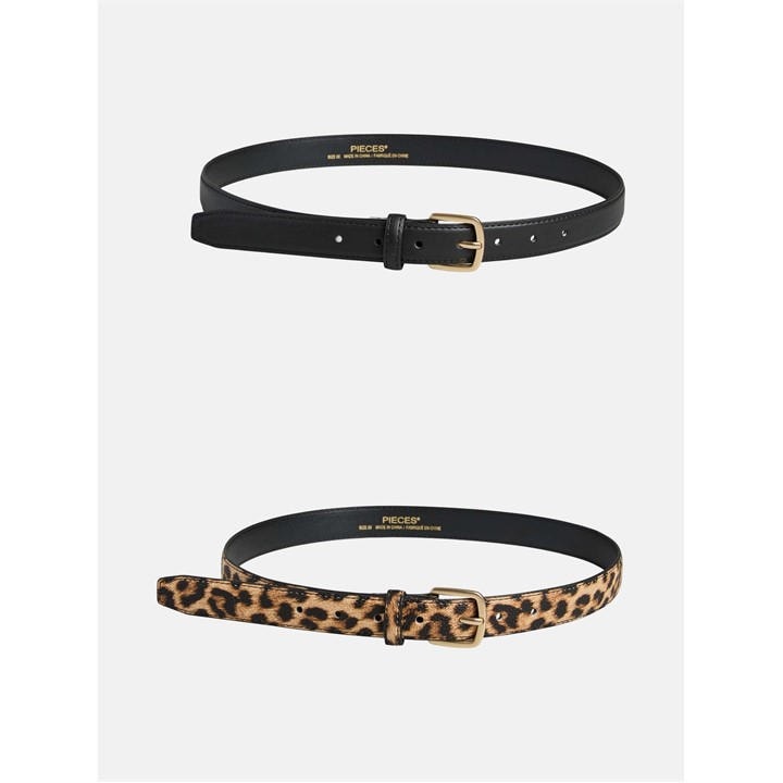 Pieces Women's Black 2-Pack Pu Blt Ld63 in Size 90, Sports Direct