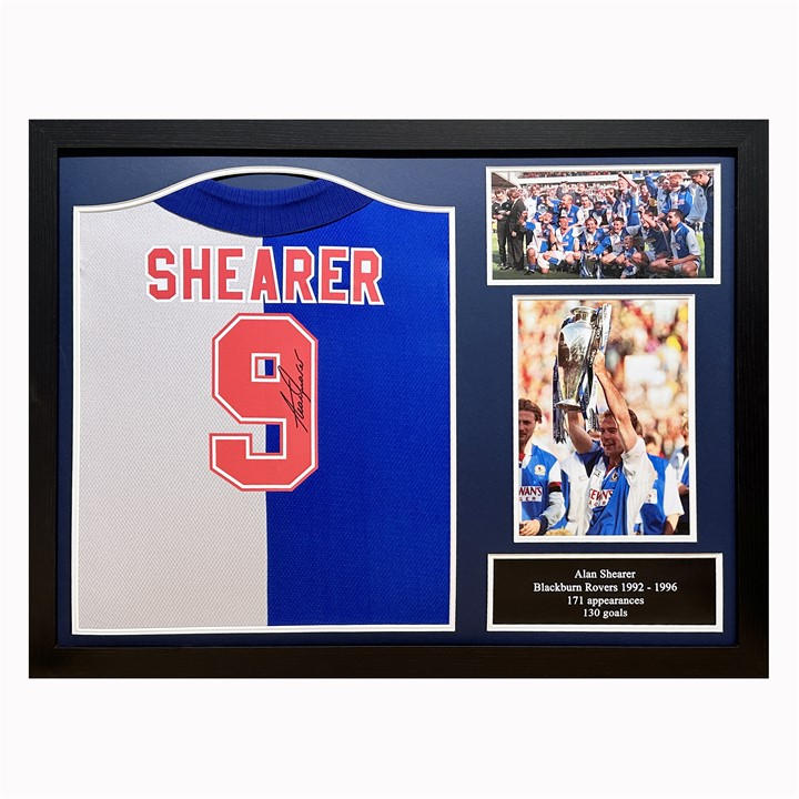 Allstarsignings Ltd  Blue Alan Shearer Signed & Framed Blackburn Rovers 1995, Sports Direct