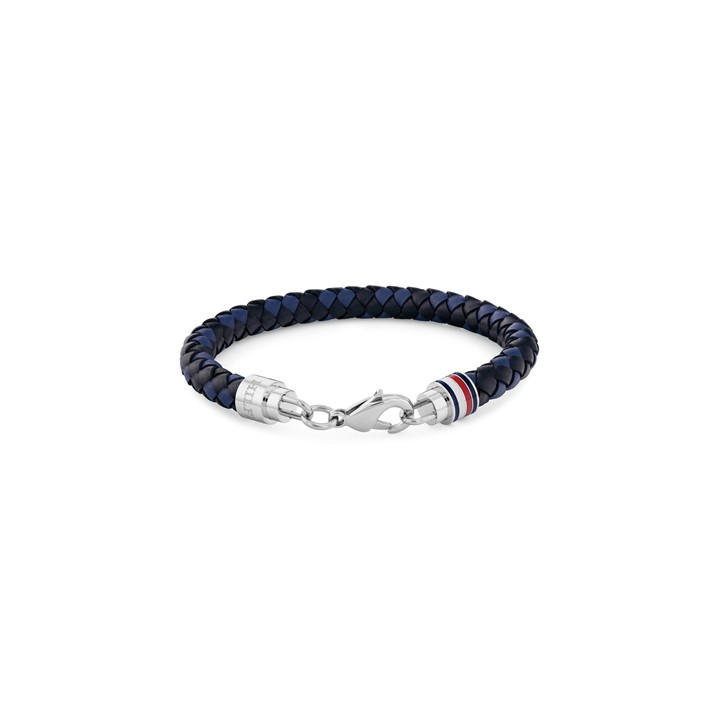 Tommy Hilfiger Men's Blue Braided Leather Bracelet, Sports Direct