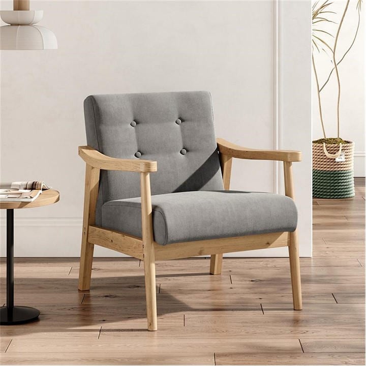 Kabinet Uk  Grey Modern Wood Frame Upholstered Armchair in Size M, Sports Direct