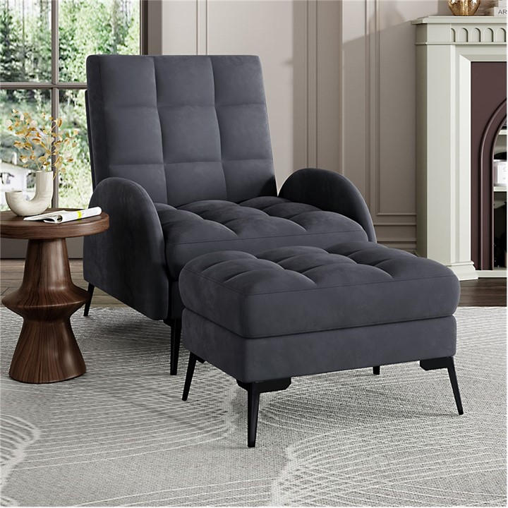 Kabinet Uk  Grey Armchair And Ottoman Set With Footstool in Size M, Sports Direct