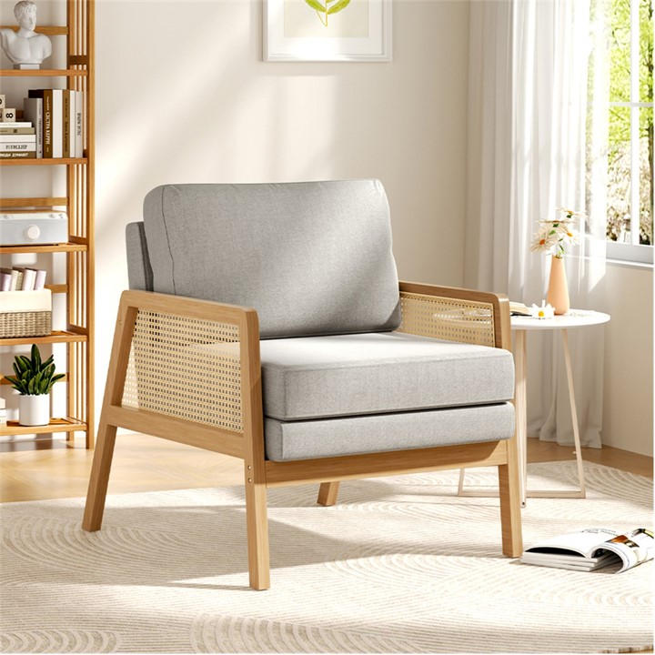Kabinet Uk  Grey Light Modern Cushioned Wood Armchair in Size M, Sports Direct