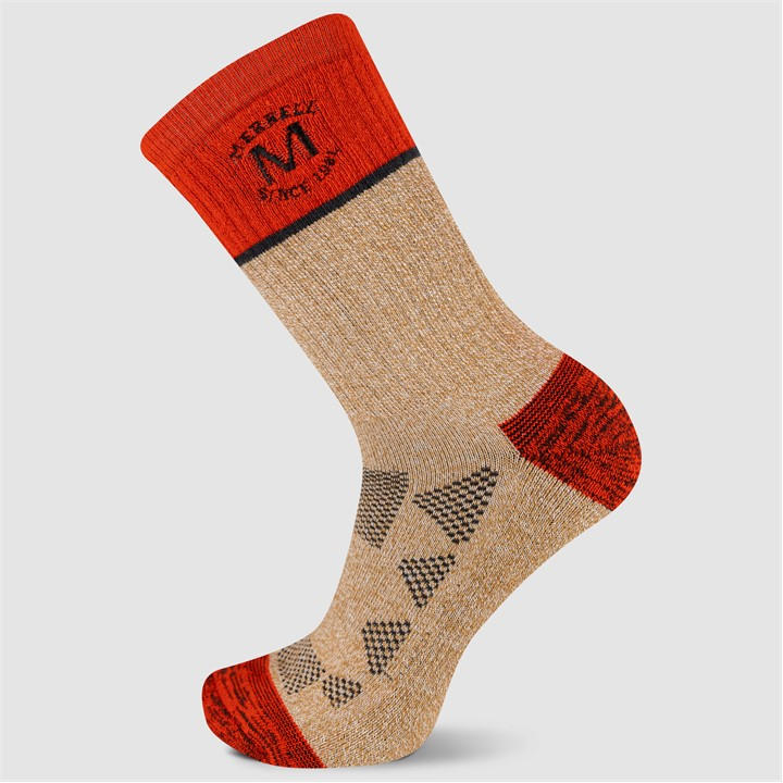 Merrell Men's Red Moab Hiking Crew Walking Sock in Size 7 - 11, Sports Direct