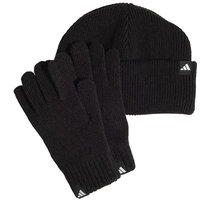Adidas  Kids Black Kids' Beanie K Hat And Glove Set in Size Junior, Sports Direct