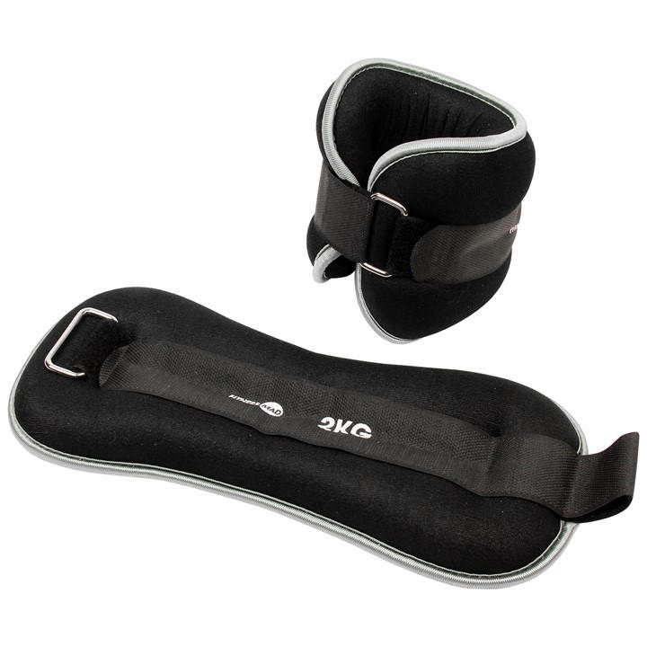 Fitness-Mad  Black Neoprene Wrist & Ankle Weights - 0.5Kg / 1Kg / 2Kg in Size 1, Sports Direct
