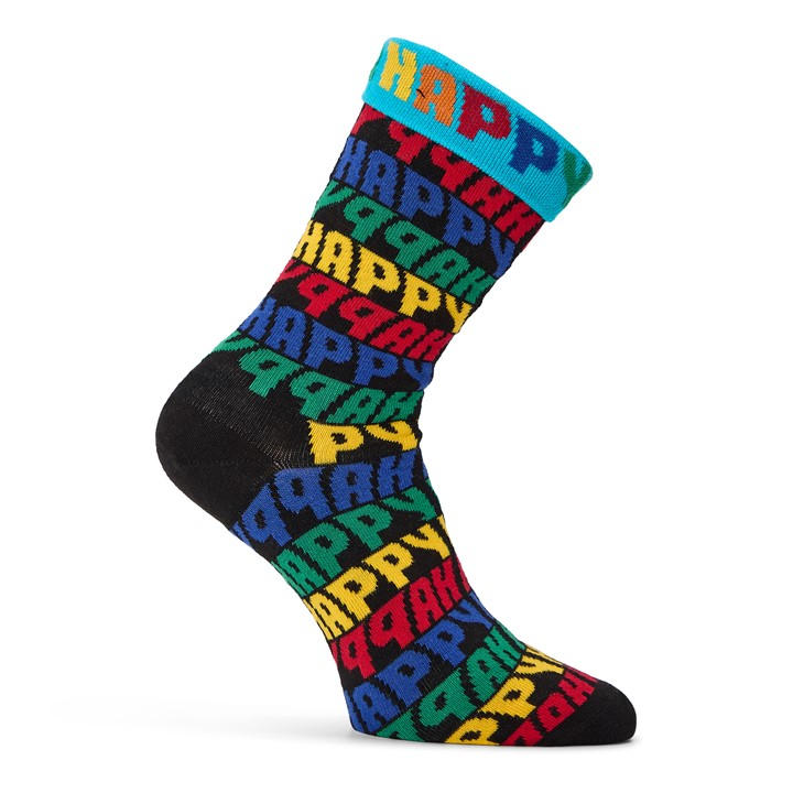 Happy Socks  Black Jumbo Text Pop in Size 4 -8, Sports Direct