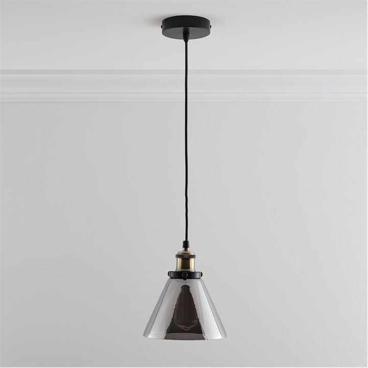 K Living  Brown Lucy 1 Light Hanging Smokey Glass Ceiling Pendant, Sports Direct