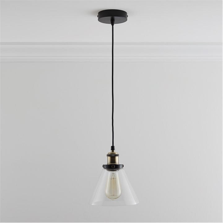 K Living  Clear Lucy One Light Hanging Glass Ceiling Pendant, Sports Direct