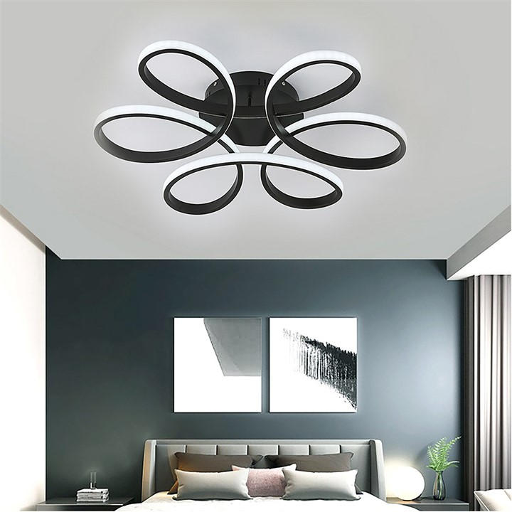 Kabinet Uk  Black Petal Semi-Flush Led Ceiling Light 58Cm in Size M, Sports Direct