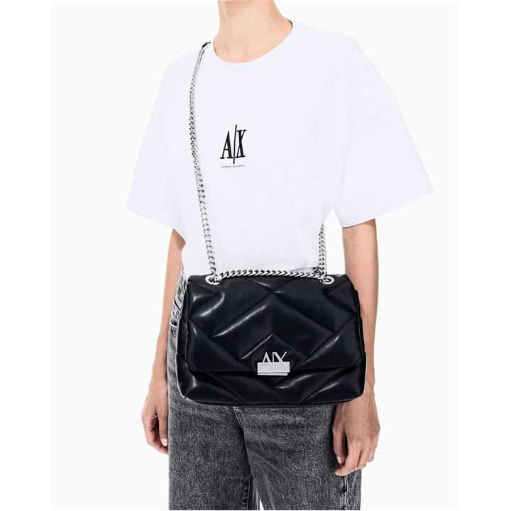 Armani Exchange Quilted Faux Leather Crossbody Bag - Black - Image 4