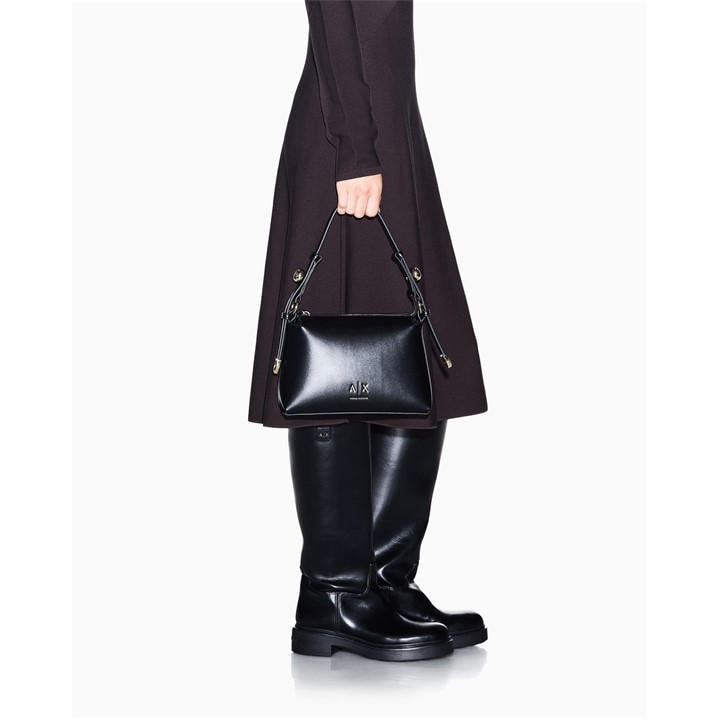 Armani Exchange Women's Helen Medium Faux Leather Shoulder Bag - Black - Image 4