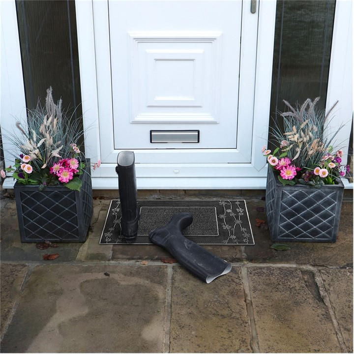 Jvl  Silver Daisy Metallic Pvc Pin Doormat in Size 45x75cm, Sports Direct