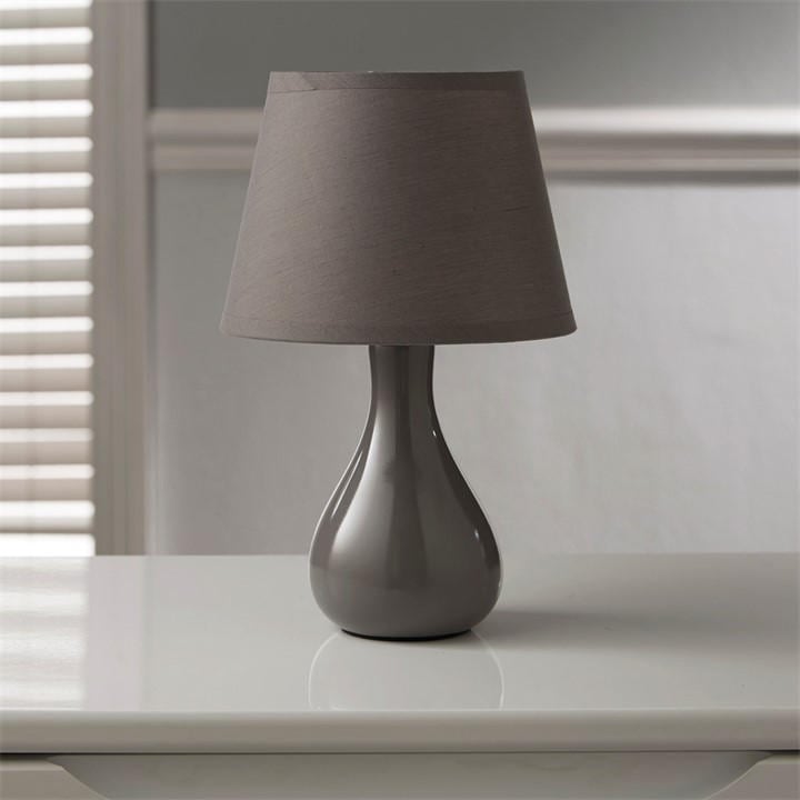 K Living  Grey Calvin Small Ceramic Table Lamp & Shade, Sports Direct