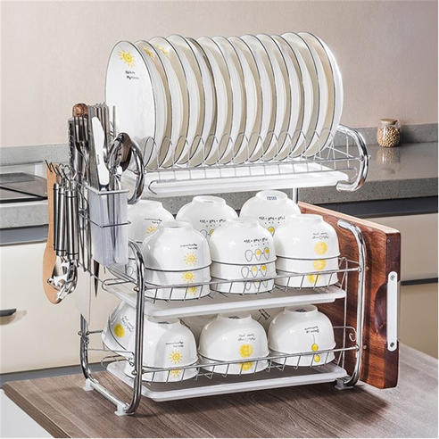 LIFE IDEAS - 3-Tier Dish Drainer Storage Stand White