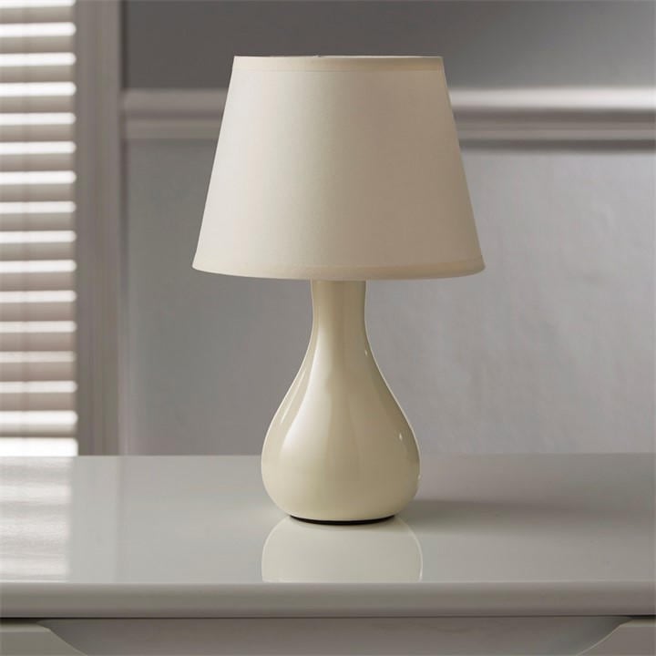 K Living  Cream Calvin Small Ceramic Table Lamp & Shade, Sports Direct