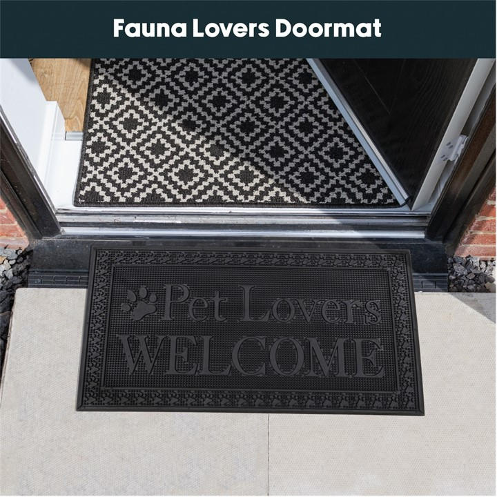Jvl  Black Fauna Lovers Rubber Scraper Doormat in Size 40x70cm, Sports Direct