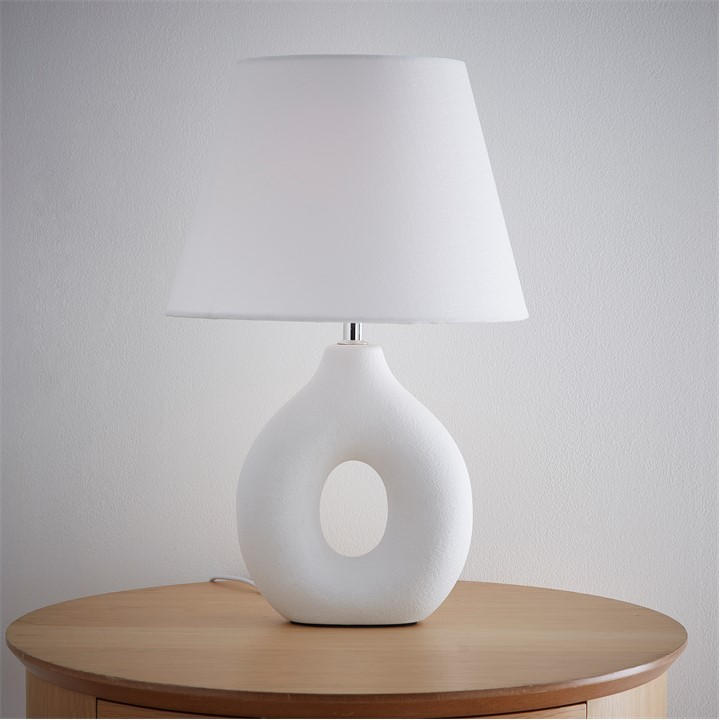 K Living  White Grace Ceramic Table Lamp With Shade, Sports Direct