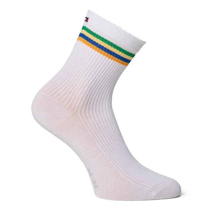 Tommy Hilfiger Women's White Ribbed Logo Ankle Socks in Size 1 - 6, Sports Direct