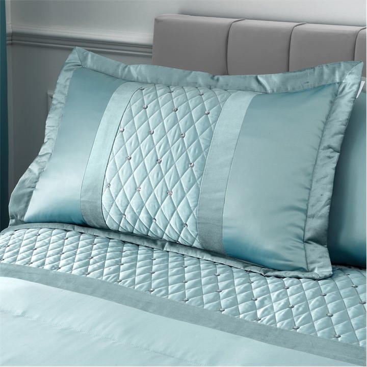 Catherine Lansfield Sequin Cluster Quilted Pillow sham Pillowcase Pair Duck Egg Blue - Image 4