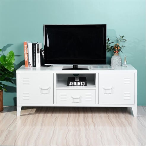 FurnitureR - Industrial Metal TV Stand with Storage  120 cm Media Console Cabinet