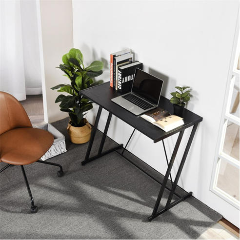 FurnitureR - Computer Desk Black Metal Frame Writing Table