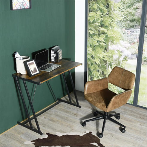 FurnitureR - Computer Desk Black Metal Frame Writing Table