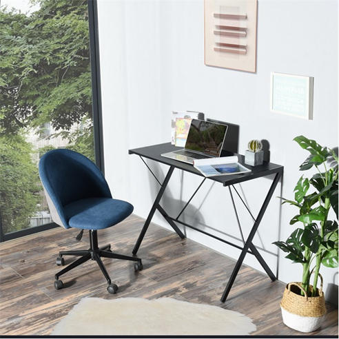 FurnitureR - Computer Desk 90x48 cm Black Writing Table with Metal Frame