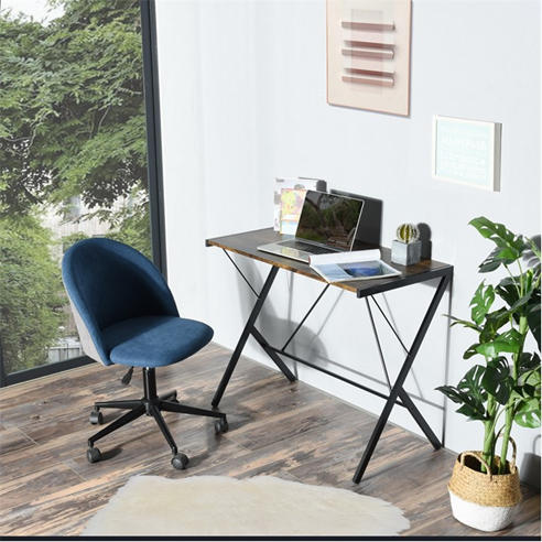 FurnitureR - Computer Desk 90x48 cm Black Writing Table with Metal Frame