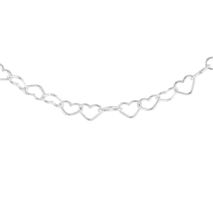 Be You Women's Silver Sterling Open Heart-Link Chain, Sports Direct