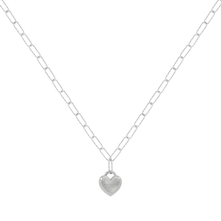 Radley Women's Silver Plated Heart Padlock Charm Necklace, Sports Direct