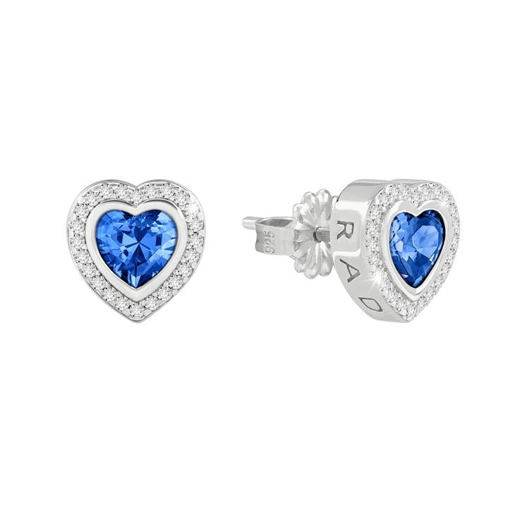 Radley Women's Silver Blue Heart Stone Set Earrings, Sports Direct