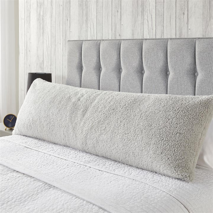 Downland  Grey Teddy Fleece Bolster Pillow, Sports Direct