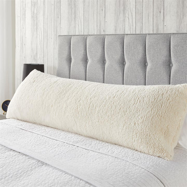 Downland  Cream Teddy Fleece Bolster Pillow, Sports Direct