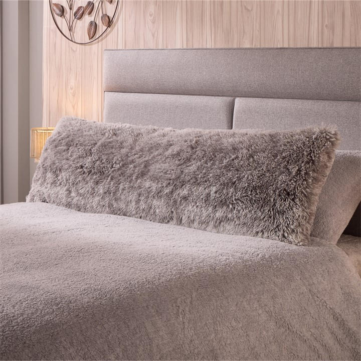 Downland  Grey Long Haired Bolster Pillow, Sports Direct